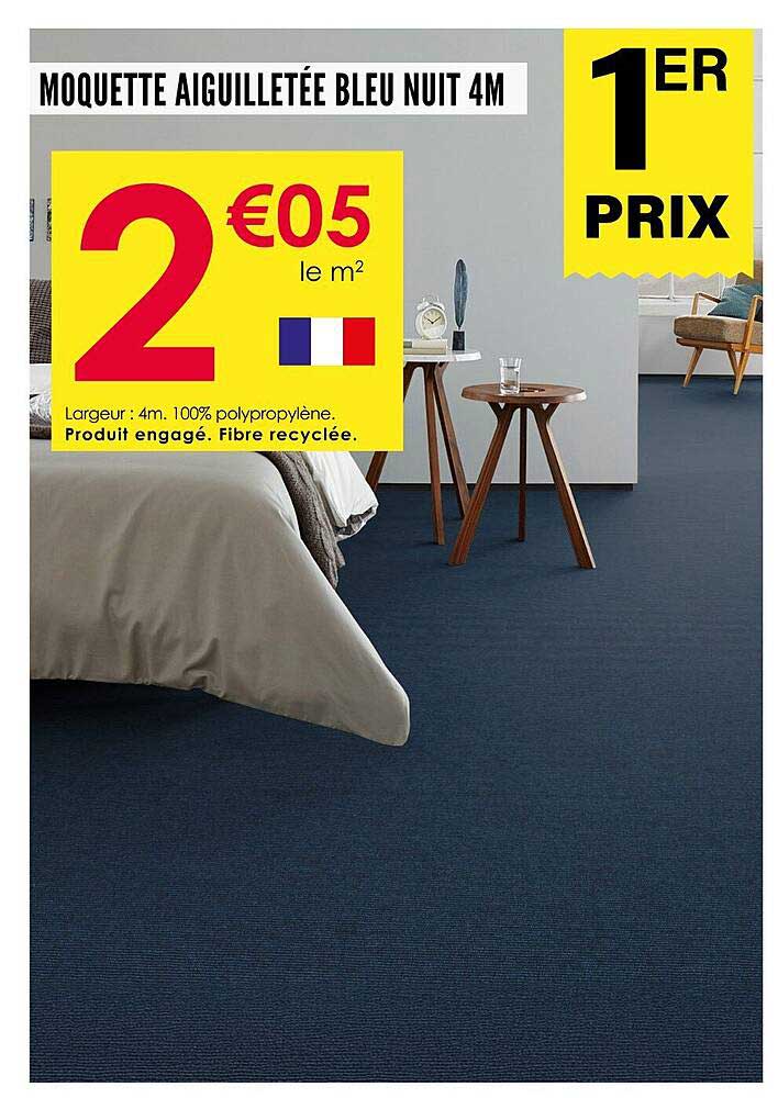 MOQUETTE AIGUILLETÉE BLEU NUIT 4M