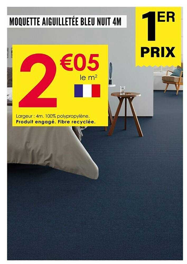 MOQUETTE AIGUILLETÉE BLEU NUIT 4M