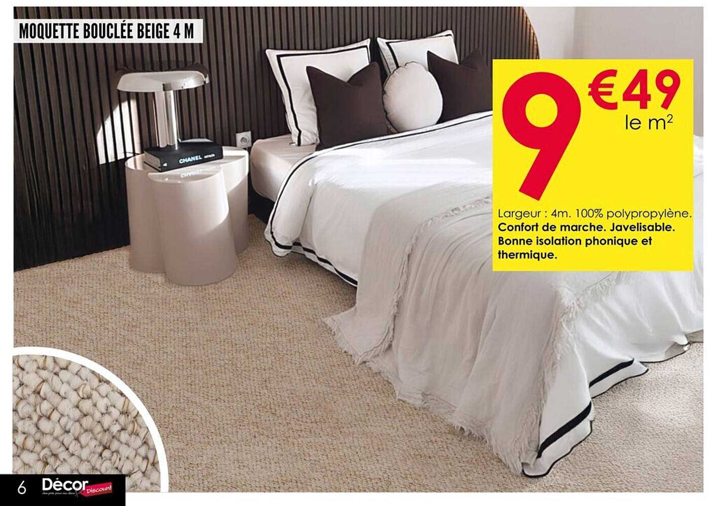 MOQUETTE BOUCLÉE BEIGE 4 M