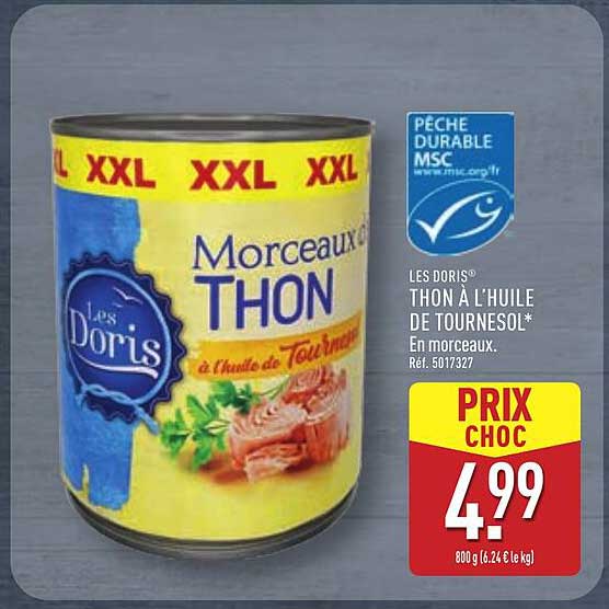 Morceaux de Thon à l'huile de tournesol