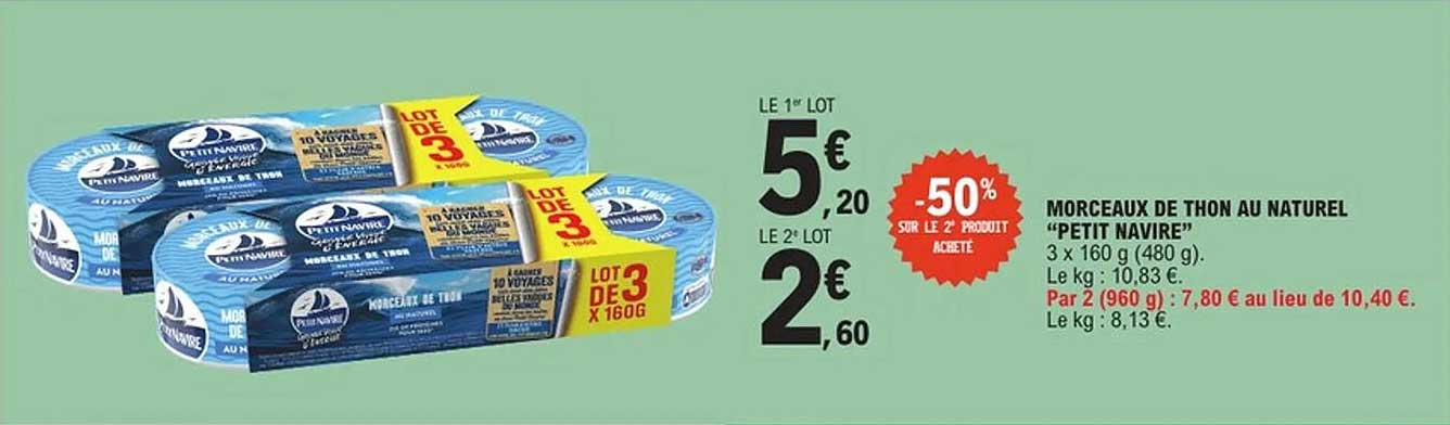 Morceaux de thon au naturel "Petit Navire"