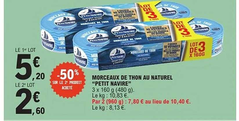 MORCEAUX DE THON AU NATUREL “PETIT NAVIRE”