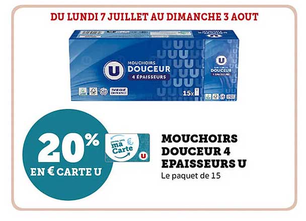 MOUCHOIRS DOUCEUR 4 EPAISSEURS U