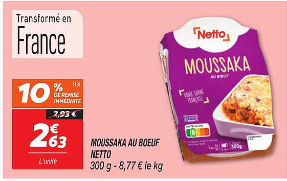 MOUSSAKA AU BOEUF NETTO