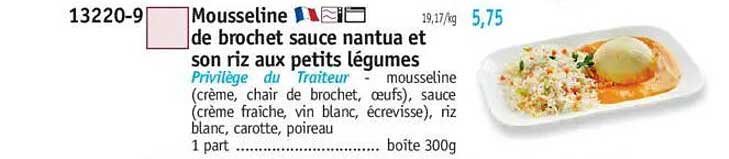 Mousseline de brochet sauce nantua et son riz aux petits légumes