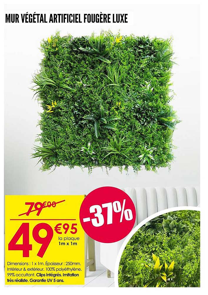 MUR VÉGÉTAL ARTIFICIEL FOUGÈRE LUXE