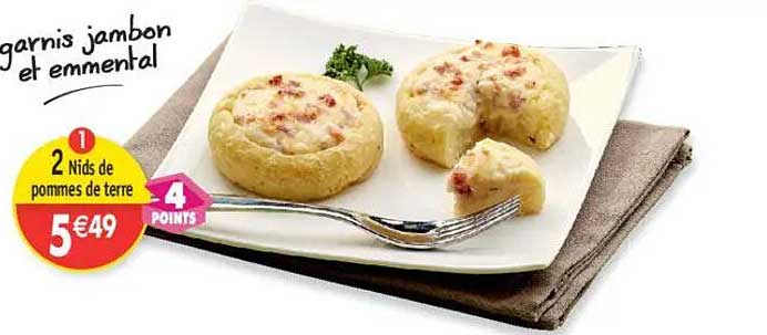 Nids de pommes de terre garnis jambon et emmental
