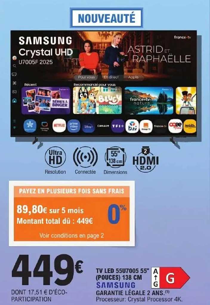 NOUVEAUTÉ Samsung Crystal UHD U7005F 2025