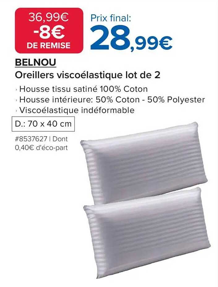 Oreillers viscoélastique lot de 2