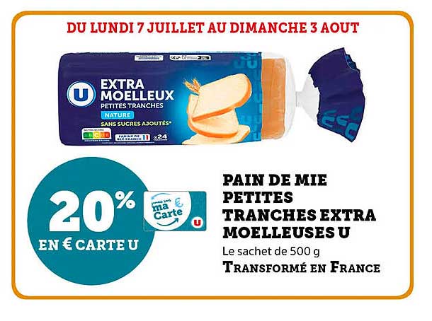PAIN DE MIE PETITES TRANCHES EXTRA MOELLEUSES U