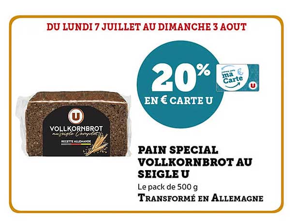 PAIN SPECIAL VOLLKORNbrot AU SEIGLE U