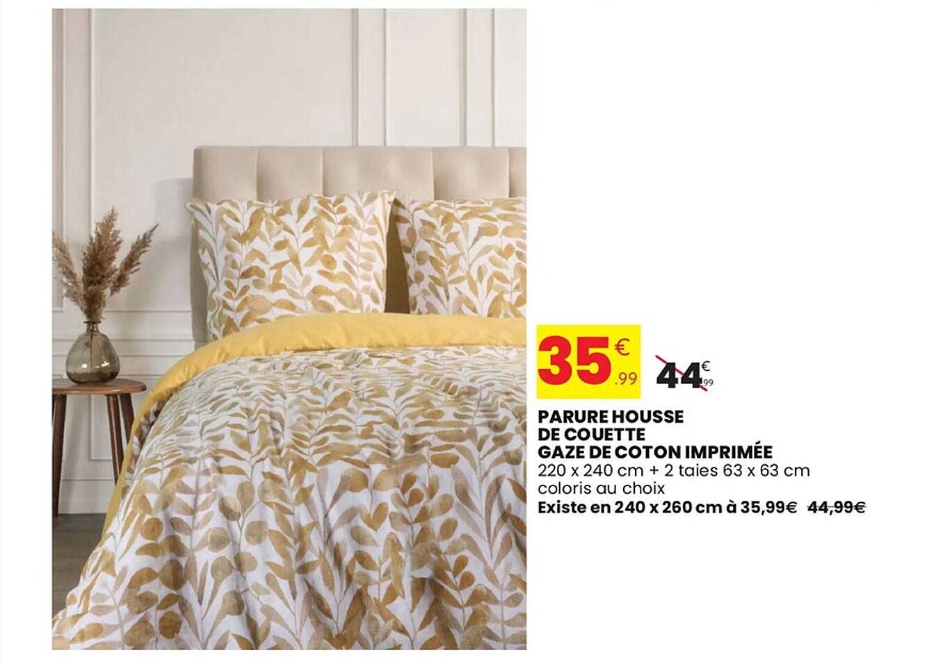 PARURE HOUSSE DE COUETTE GAZE DE COTON IMPRIMÉE