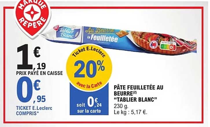 PÂTE FEUILLETÉE AU BEURRE "TABLIER BLANC"