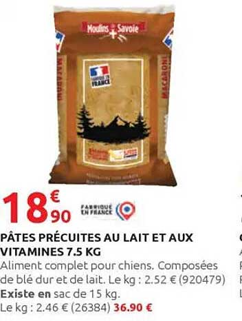 PÂTES PRÉCUITES AU LAIT ET AUX VITAMINES 7.5 KG
