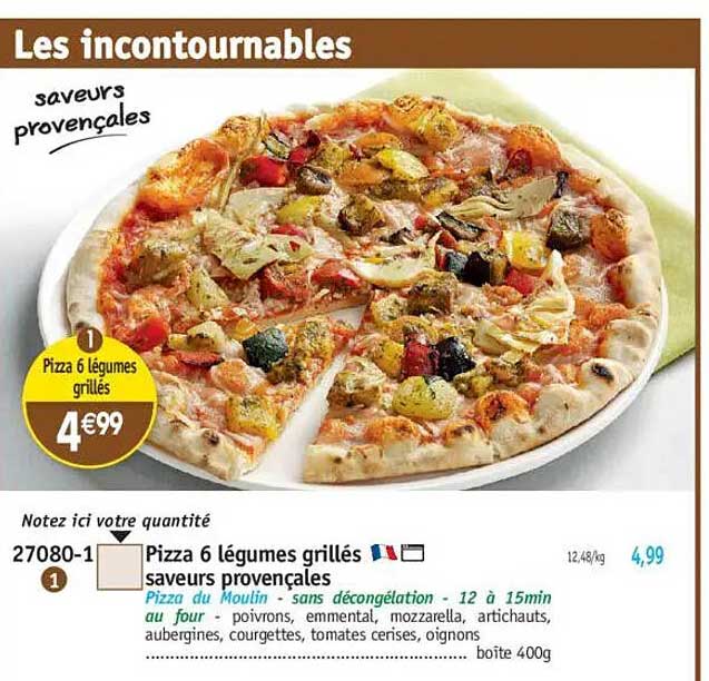 Pizza 6 légumes grillés saveurs provençales