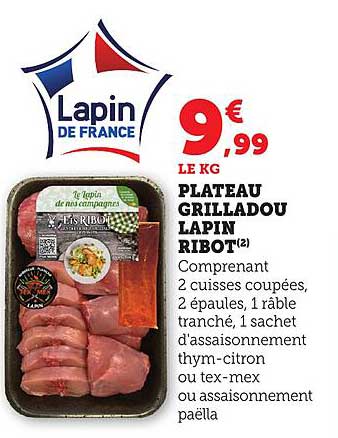 PLATEAU GRILLADOU LAPIN RIBOT
