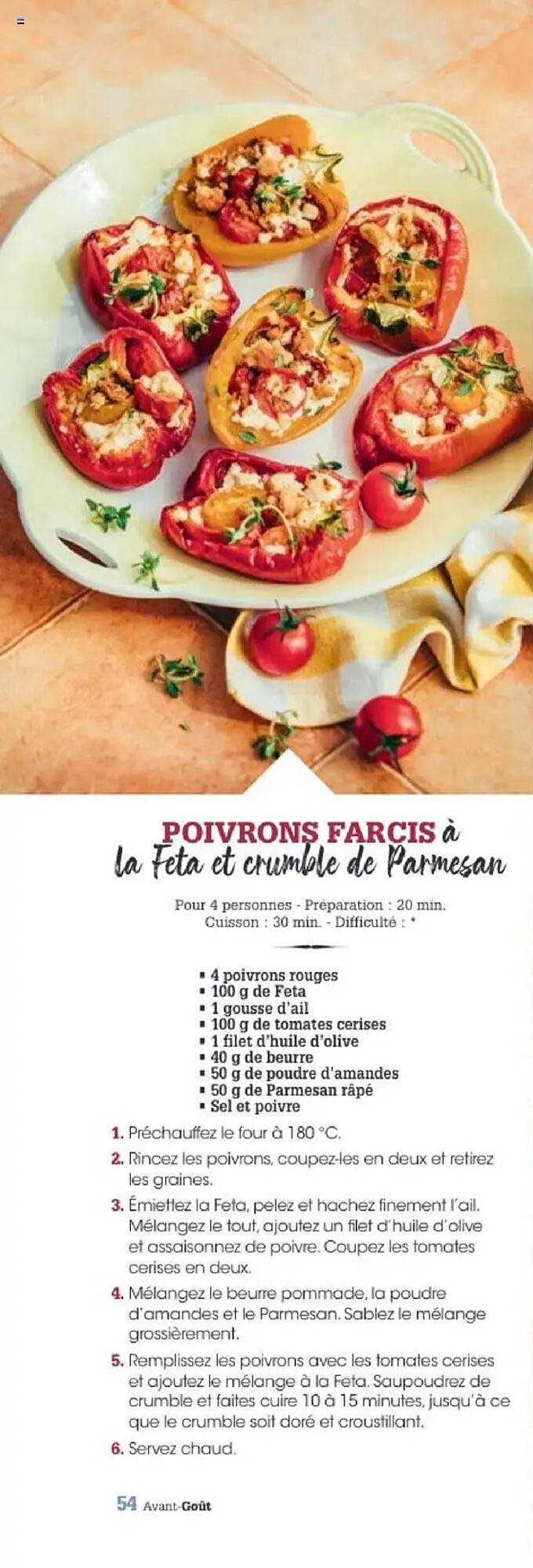 POIVRONS FARCIS à la Feta et crumble de Parmesan