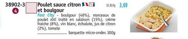 Poulet sauce citron et boulgour