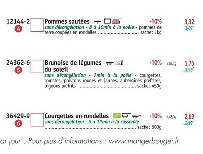 Promotions de légumes surgelés chez Maximo