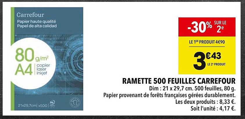 RAMETTE 500 FEUILLES CARREFOUR