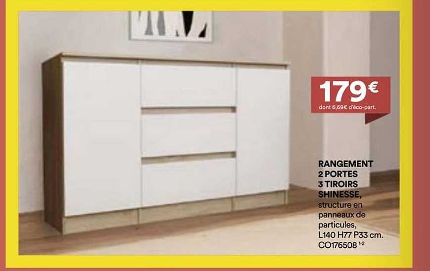 RANGEMENT 2 PORTES 3 TIROIRS SHINESSE