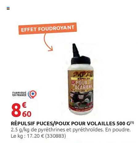 RÉPULSIF PUCES/POUX POUR VOLAILLES 500 G