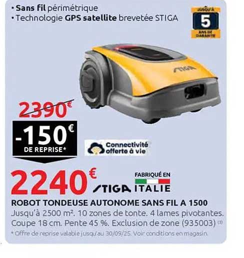 ROBOT TONDEUSE AUTONOME SANS FIL A 1500