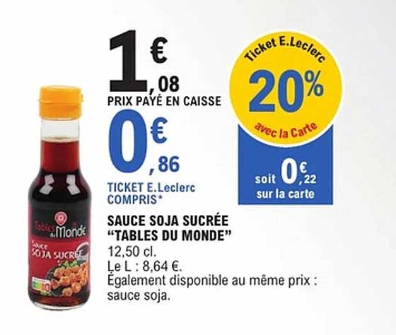 SAUCE SOJA SUCRÉE “TABLES DU MONDE”