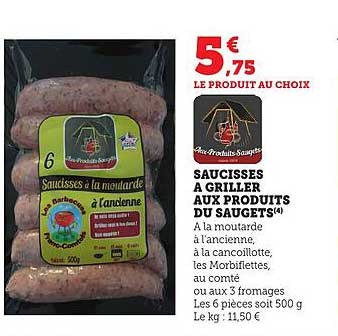 SAUCISSES A GRILLER AUX PRODUITS DU SAUGETS