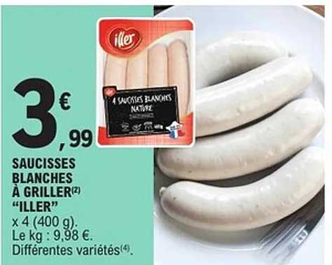 SAUCISSES BLANCHES À GRILLER "ILLER"