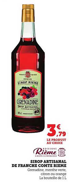 SIROP ARTISANAL DE FRANCHES COMTE RIEME