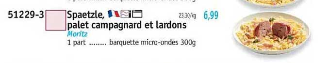 Spaetzle, palet campagnard et lardons