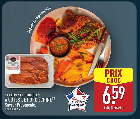 St-Clément Le Boucher® 6 Côtes de Porc Échine Saveur Provençale.