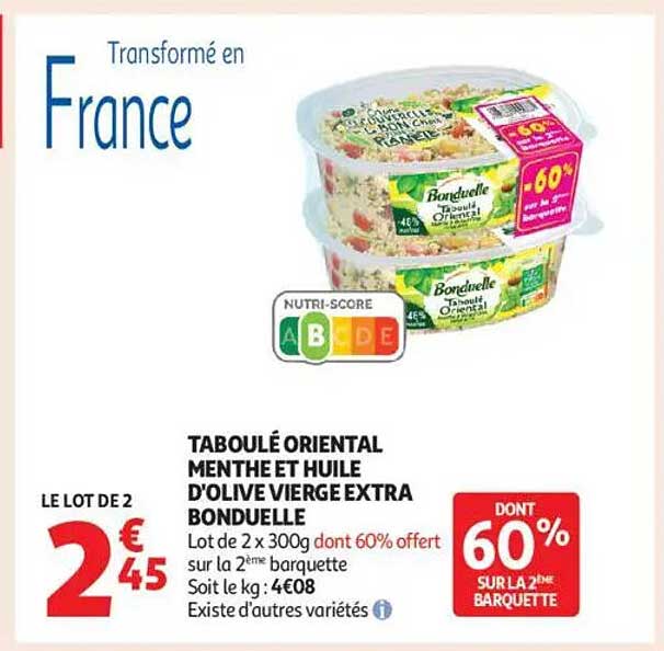 TABOULÉ ORIENTAL MENTHE ET HUILE D'OLIVE VIERGE EXTRA BONDUELLE