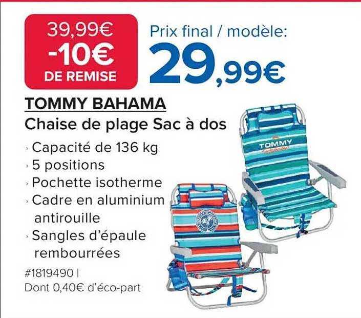 TOMMY BAHAMA Chaise de plage Sac à dos