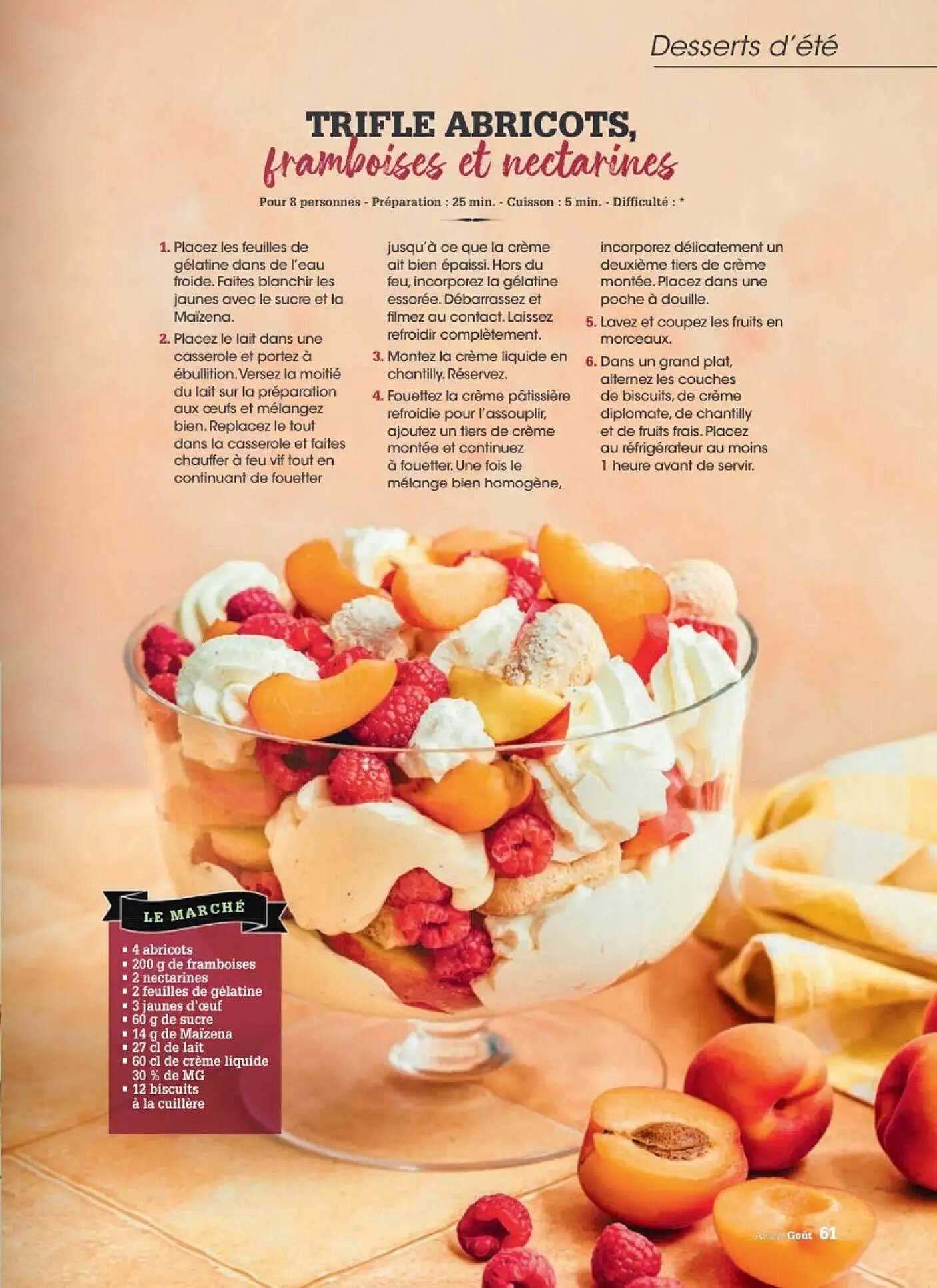 TRIFLE ABRICOTS, FRAMBOISES ET NECTARINES
