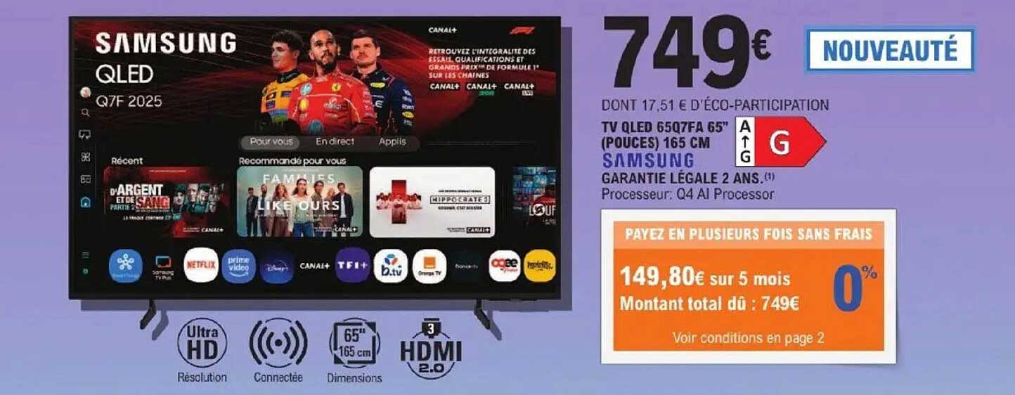 TV QLED 6507FA 65" (POUCES) 165 CM SAMSUNG