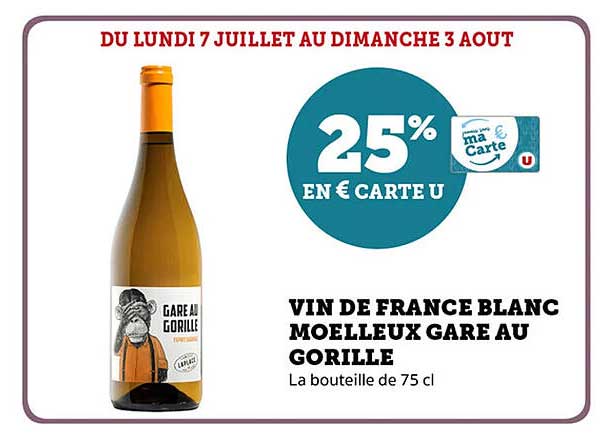 VIN DE FRANCE BLANC MOELLEUX GARE AU GORILLE