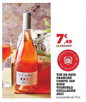 VIN DE PAYS FRANCHE COMTE IGP ROSE VIGNOBLE GUILLAUME 2023