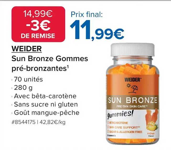 WEIDER Sun Bronze Gommes pré-bronzantes