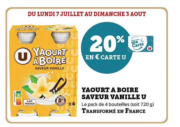 YAOURT A BOIRE SAVEUR VANILLE U