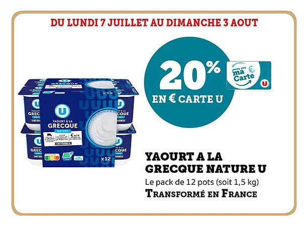 YAOURT A LA GRECQUE NATURE U