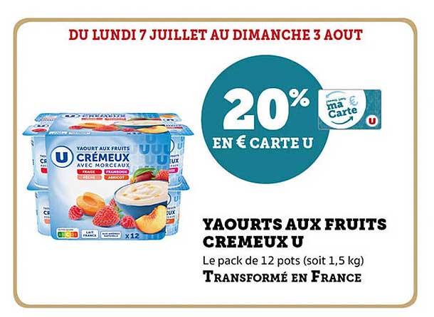 Yaourts aux fruits crémeux U