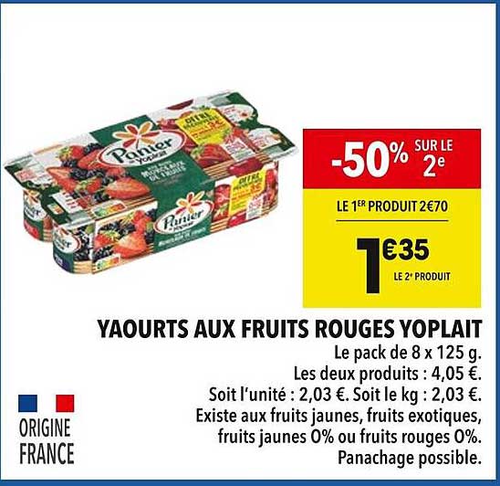 YAOURTS AUX FRUITS ROUGES YOPLAIT
