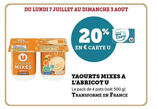 Yaourts Mixés à l'Abricot U