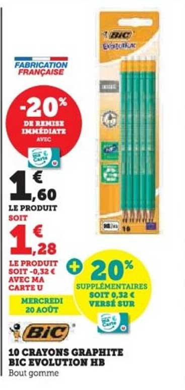 10 CRAYONS GRAPHITE BIC EVOLUTION HB