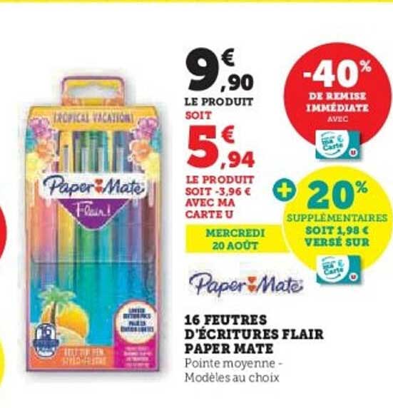 16 Feutres d'Écritures Flair Paper Mate