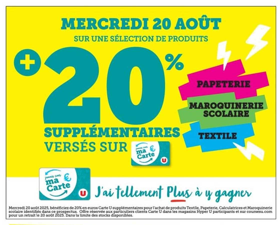 20% SUPPLÉMENTAIRES VERSÉS SUR UNE SÉLECTION DE PRODUITS