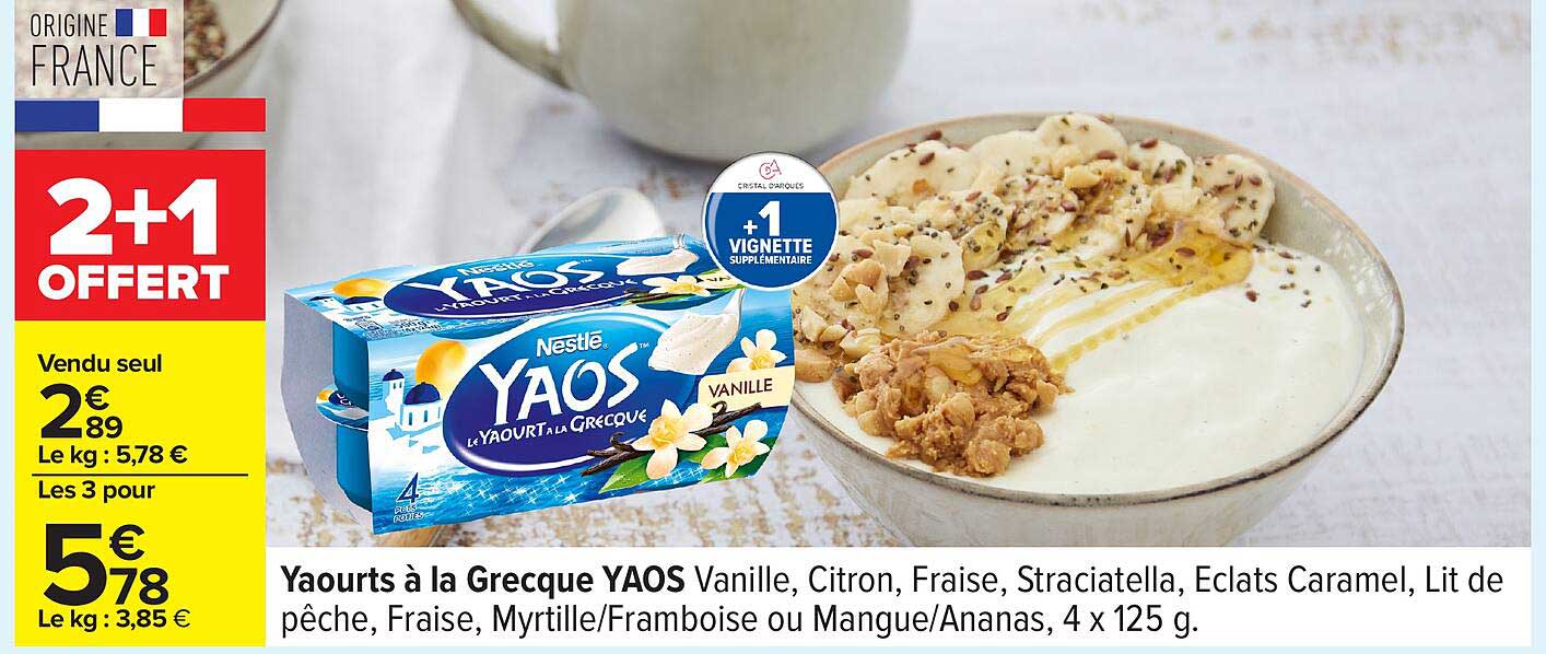 2+1 OFFERTE sur les Yaourts à la Grecque YAOS