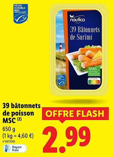 39 bâtonnets de poisson MSC